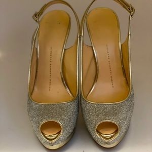 Giuseppe Zanotti Sparkle Peep Toe Sling Back Pump